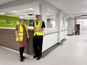 Dr Jenni Rowlands Deputy Medical Director and Dr Ed Rysdale Emergency Medicine Consultant and HTP Clinical Lead stand in the new facilities. 